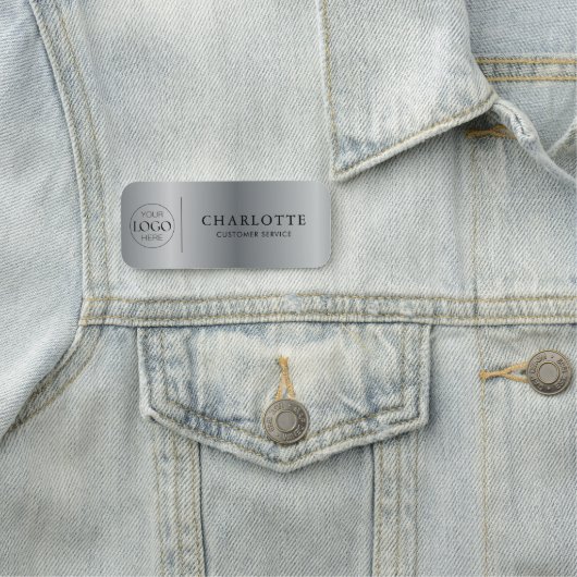 Metallic Silver Custom Logo Office Employee Staff 名札 (インサイチュ)