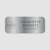 Metallic Silver Custom Logo Office Employee Staff 名札 (正面)
