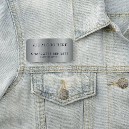 Metallic Silver Custom Logo Office Employee Staff 名札 (インサイチュ)