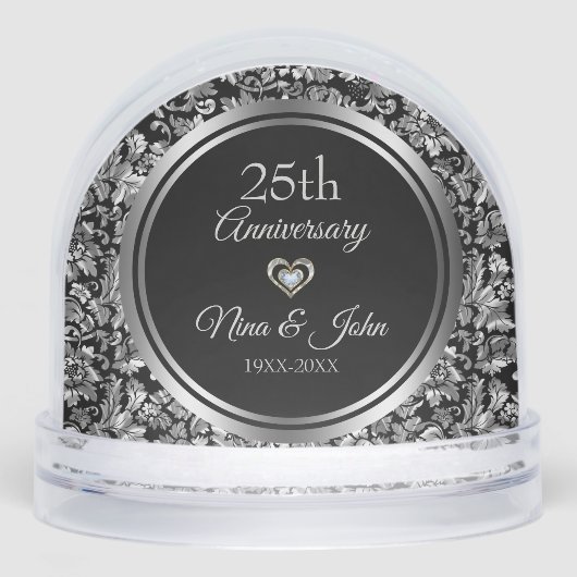 Metallic Silver Damask Wedding Anniversary (正面)