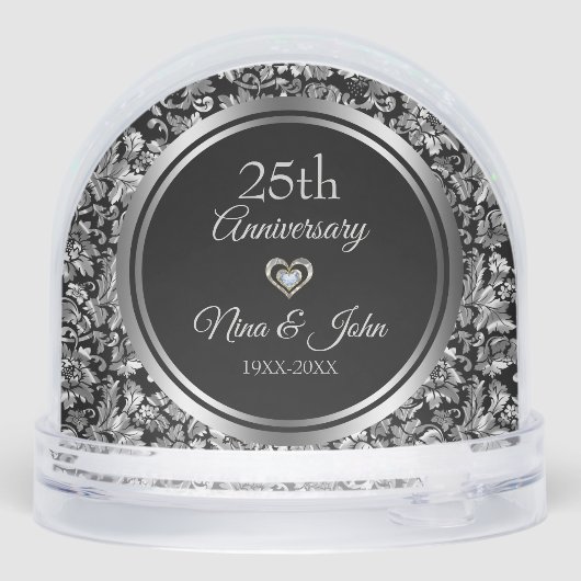 Metallic Silver Damask Wedding Anniversary (裏面)