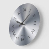 Metallic Silver Gray Texture Custom Monogram ラージ壁時計 (傾斜)