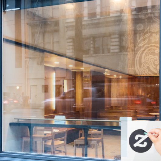 Metallic Silver Partial Transparent Design ウィンドウサイン (カフェ窓)