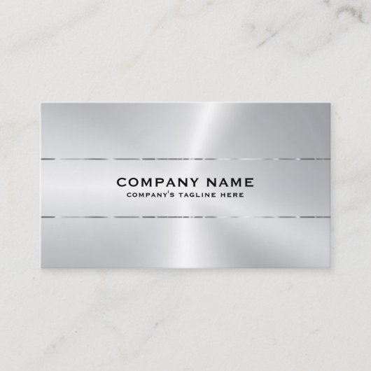 Metallic silver shiny stripe accent business card 名刺 (正面)