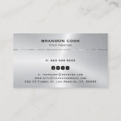 Metallic silver shiny stripe accent business card 名刺 (裏面)