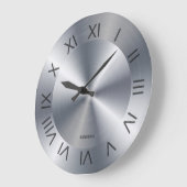 Metallic Stainess Steel Texture Custom Monogram La ラージ壁時計 (傾斜)