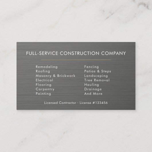 Metallic Steel Building Construction Contractor 名刺 (裏面)