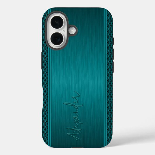 Metallic Teal-Green Brushed Aluminum Look Case-Mate iPhoneケース (裏面)