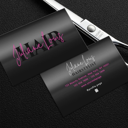 Metallic texture hairstylist Business Card 名刺