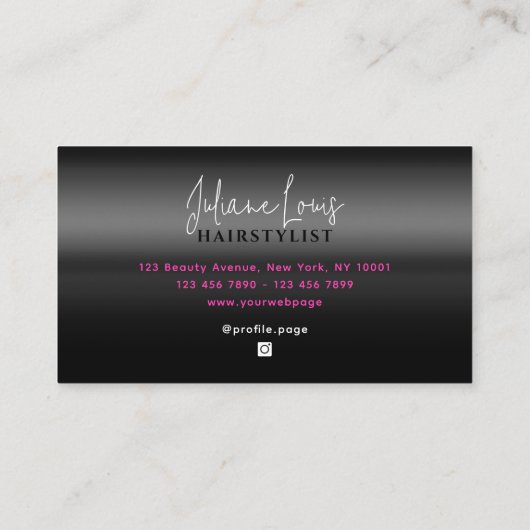 Metallic texture hairstylist Business Card 名刺 (裏面)