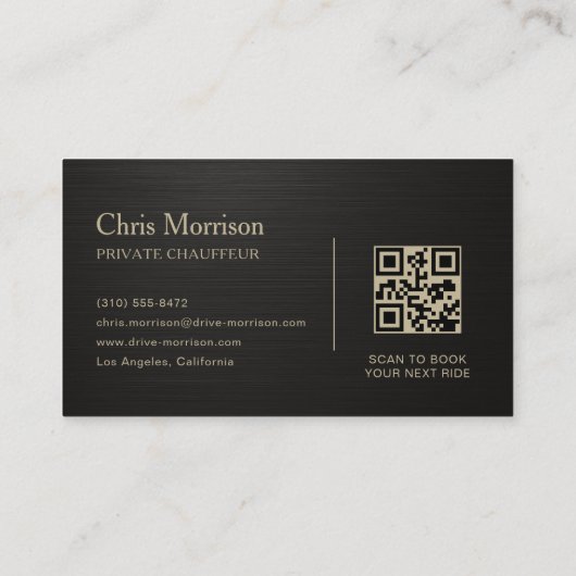 Metallic Transport Car QR Code Black & Gold 名刺 (裏面)