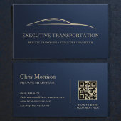 Metallic Transport Car QR Code Navy Blue & Gold 名刺