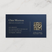 Metallic Transport Car QR Code Navy Blue & Gold 名刺 (裏面)
