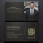 Metallic Transport Car QR Code Photo Black & Gold 名刺
