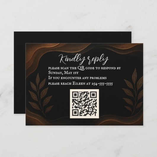 Metallic Whisper QR Code RSVP Card (正面/裏面)