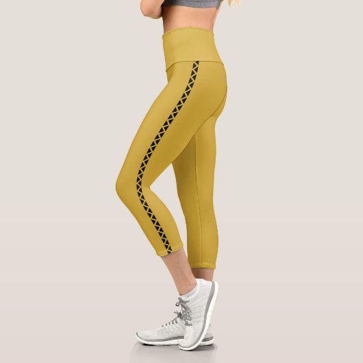 MetallicGold Capri Leggings with Black Side Stripe カプリレギンス (左)