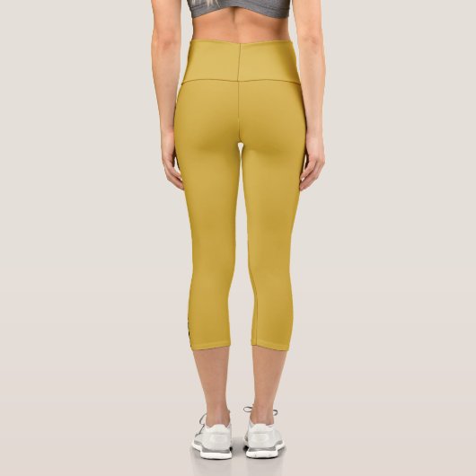 MetallicGold Capri Leggings with Black Side Stripe カプリレギンス (裏面)