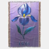 Metallisch Glänzende Blaue Irisblüte mit Text スローブランケット (正面縦)