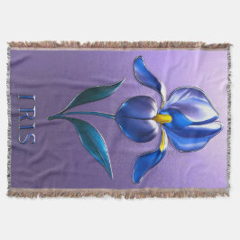 Metallisch Glänzende Blaue Irisblüte mit Text スローブランケット
