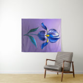 Metallisch Glänzende Blaue Irisblüte mit Text タペストリー (インサイチュ(横))