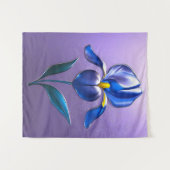 Metallisch Glänzende Blaue Irisblüte mit Text タペストリー (正面(横))