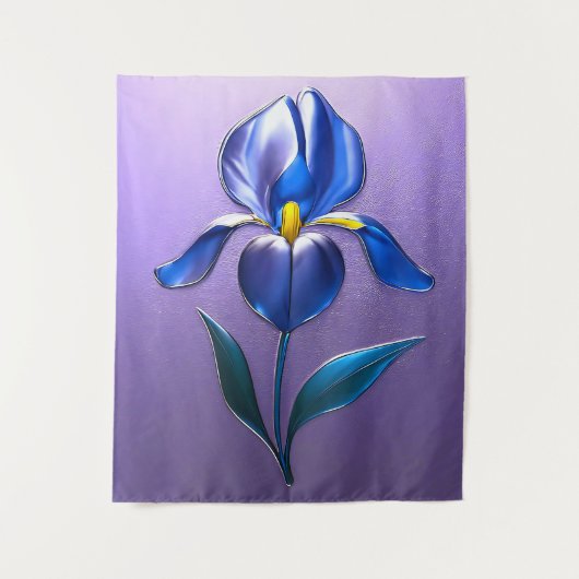 Metallisch Glänzende Blaue Irisblüte mit Text タペストリー (正面)