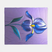 Metallisch Glänzende Blaue Irisblüte mit Text フリースブランケット (正面(横))