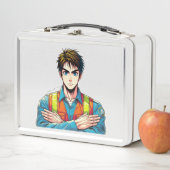 Metallische Lunchbox mit Manga-Sicherheitsfachmann メタルランチボックス (インサイチュ)