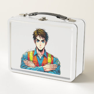Metallische Lunchbox mit Manga-Sicherheitsfachmann メタルランチボックス