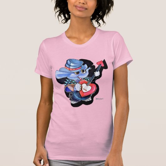 MetalphantハートギターウィメンズスリムフィットTシャツ Tシャツ (正面)