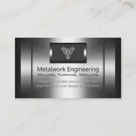 Metalworkエンジニア-フェイクな金属、銀製のワシ 名刺 (正面)