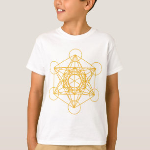 Metatronの立方体の金ゴールド Tシャツ