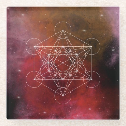 Metatron, chakra,zen,sacred geometric, angel ガラスコースター (正面)