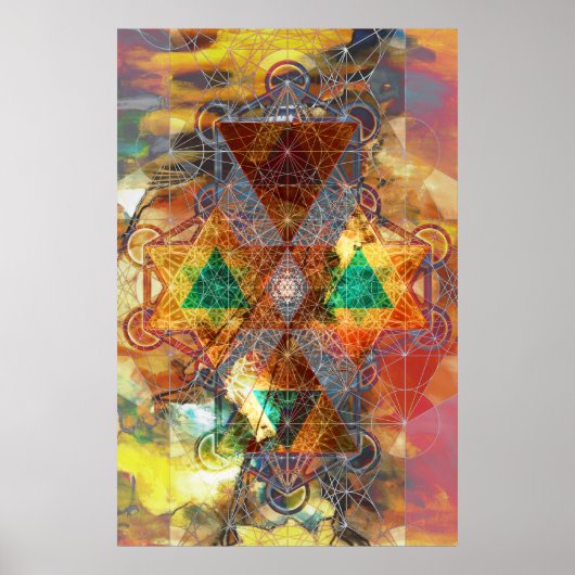 Metatron Colorscape Mandala Art Poster ポスター (正面)