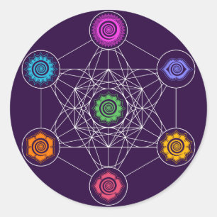 Metatrons Cube、チャクラ、宇宙エネルギーセンター ラウンドシール