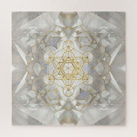 Metatron's Cube in lotus Sacred Geometry ジグソーパズル (縦)