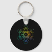 Metatrons Cube Sacred Geometry Funny Family Retro キーホルダー (正面)