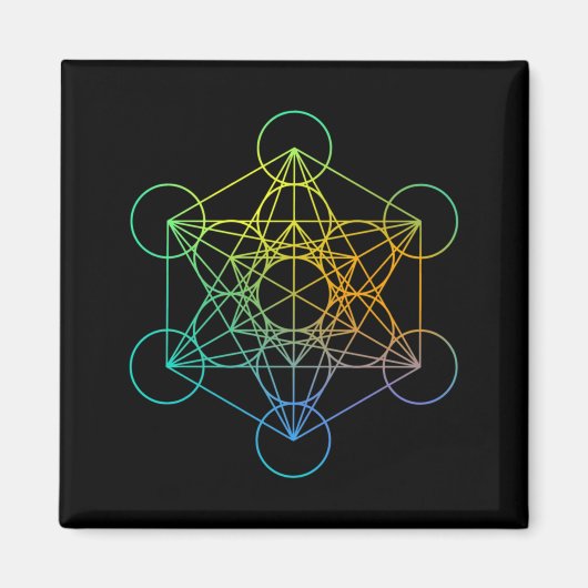 Metatrons Cube Sacred Geometry Funny Family Retro マグネット (正面)