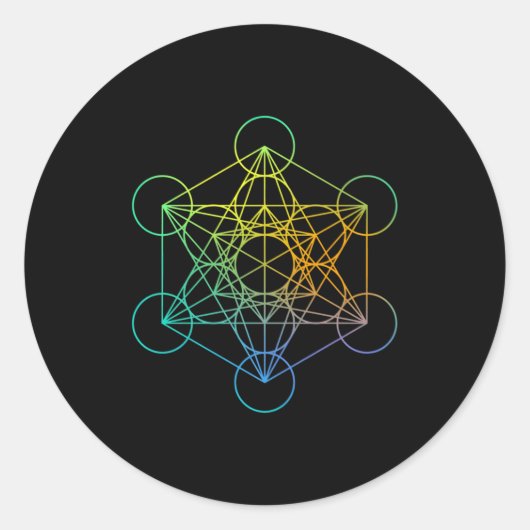 Metatrons Cube Sacred Geometry Funny Family Retro  ラウンドシール (正面)