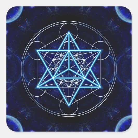 Metatrons Würfel - Merkaba - Stern Tetraeder スクエアシール (正面)