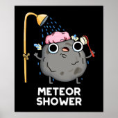 Meteor Shower Funny Science Pun Dark BG ポスター (正面)