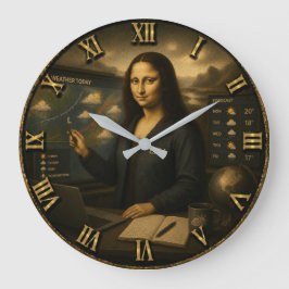 Meteorologist Funny Mona Lisa Weather Forecaster ラージ壁時計