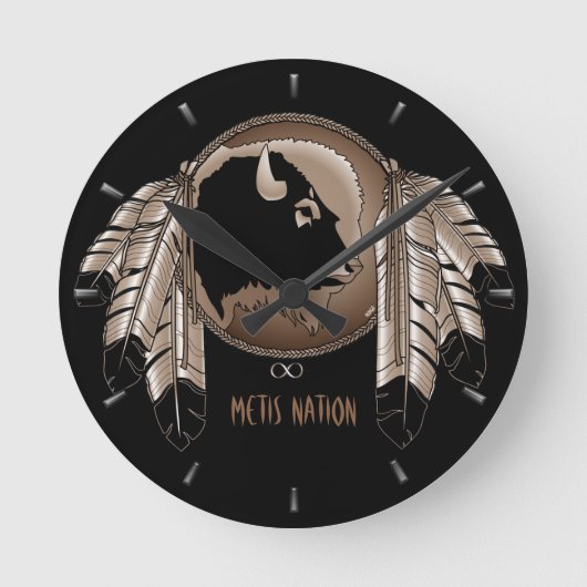 Metisの時計の最初国家の精神のバッファローの柱時計 ラウンド壁時計 (正面)