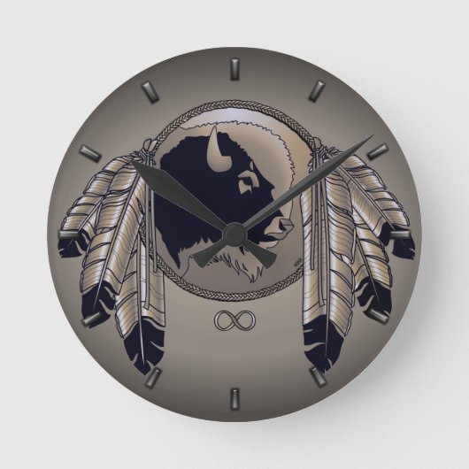 Metisの時計の最初国家の精神のバッファローの柱時計 ラウンド壁時計 (正面)