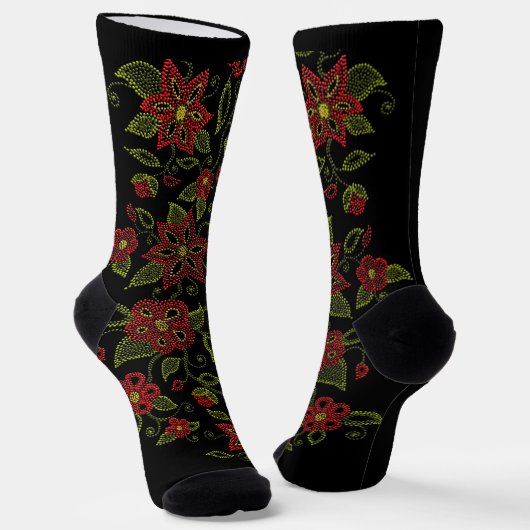 Metis Art Socks Native Beading Socks Customize ソックス (傾斜あり)