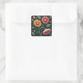 Metis Beadwork Craft Wildflower Square Stickers スクエアシール (バッグ)