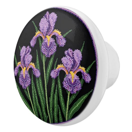 Metis Beadwork Floral Iris Native Art Ceramic Knob セラミックノブ (右)