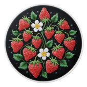 Metis Native Beadwork Strawberries Ceramic Knob セラミックノブ (正面)