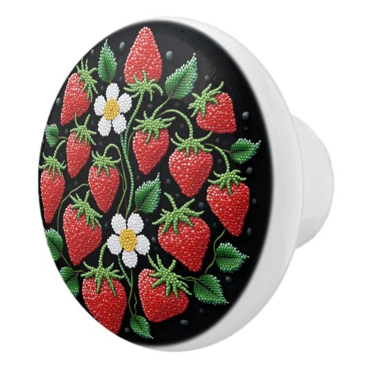 Metis Native Beadwork Strawberries Ceramic Knob セラミックノブ (右)