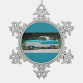 Metropolitian小さく青いNashかわいくクラシックな車 スノーフレークピューターオーナメント (正面)